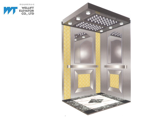 آینه طلایی بالابر کابین تزئینی ارتفاع درب فرود 2100/2200 میلی متر برای آسانسور تجاری